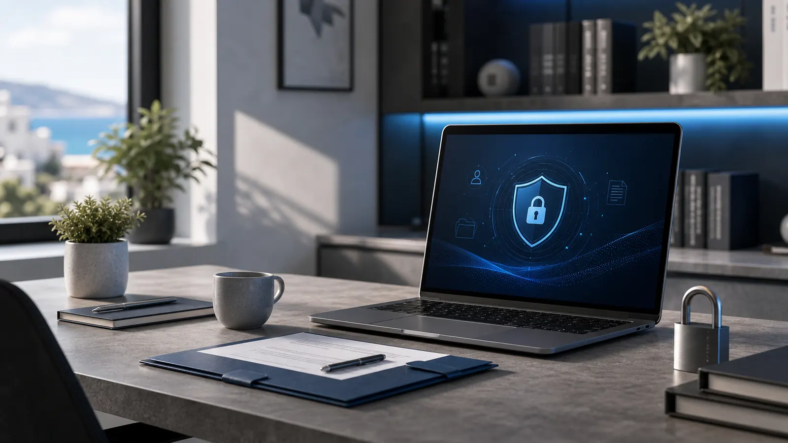 Αφηρημένο secure digital visual για πολιτική απορρήτου και προστασία δεδομένων